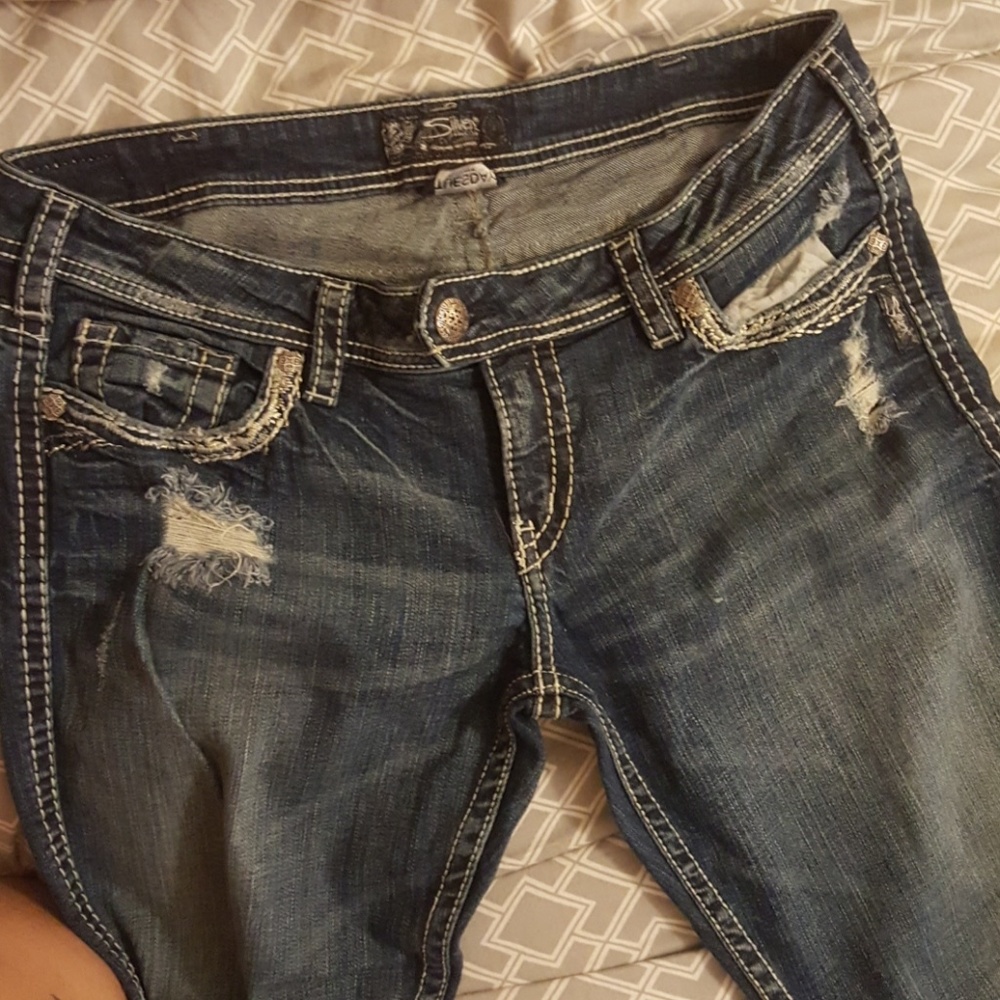 beautiful silver jeans